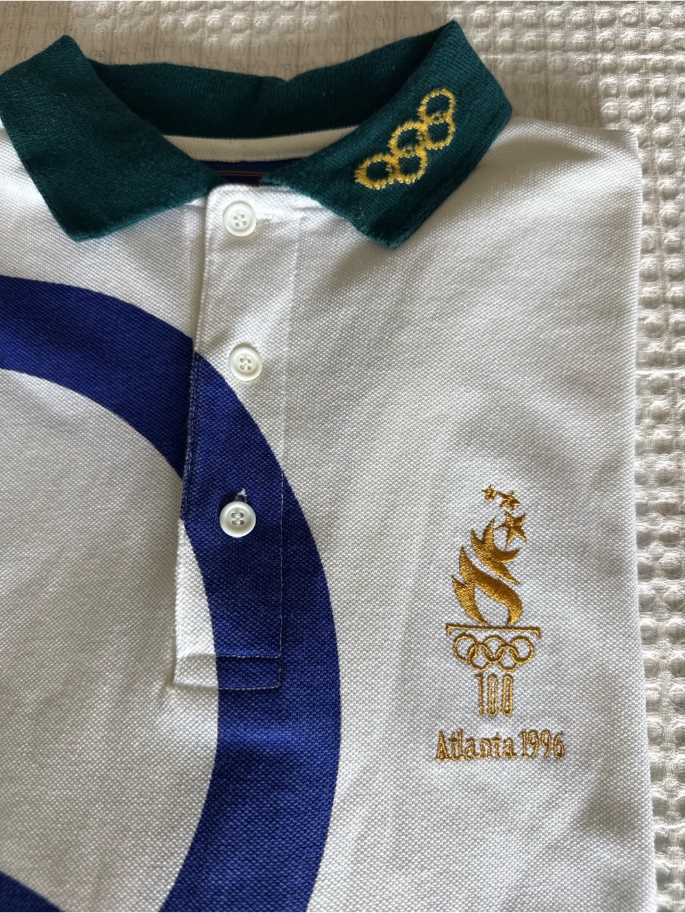 Brand new Vintage 1996 Atlanta Olympics Haynes White staff Polo with graphics - Picture 2 of 8